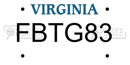 FBTG83 Virginia License Plate