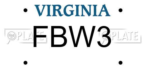 FBW3 Virginia License Plate