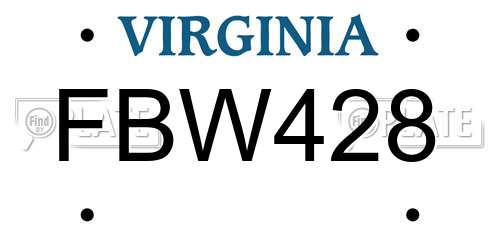 FBW428 Virginia License Plate