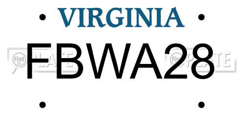 FBWA28 Virginia License Plate