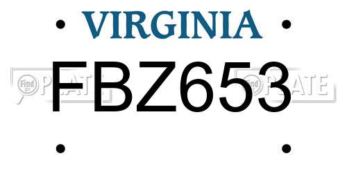 FBZ653 Virginia License Plate