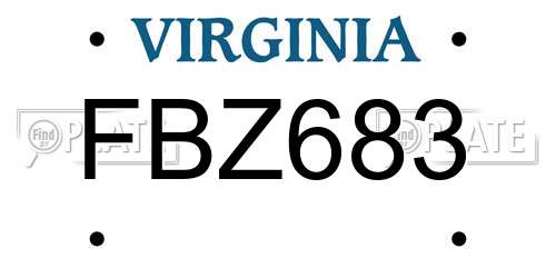 FBZ683 Virginia License Plate