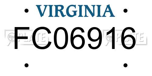 FC06916 Virginia License Plate