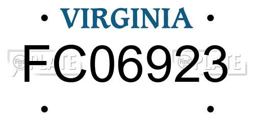 FC06923 Virginia License Plate