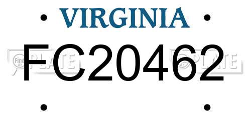 FC20462 Virginia License Plate