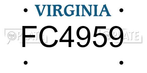 FC4959 Virginia License Plate