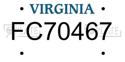 FC70467 Virginia License Plate