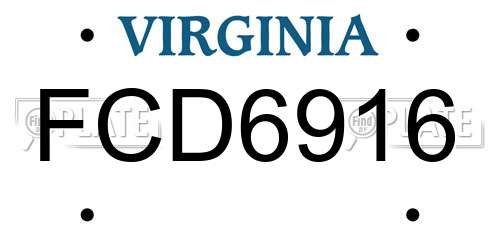 FCD6916 Virginia License Plate