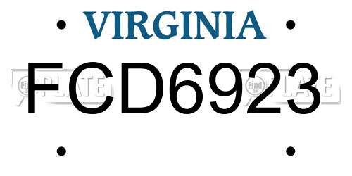 FCD6923 Virginia License Plate