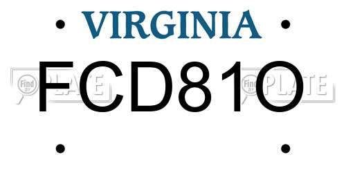 FCD81O Virginia License Plate