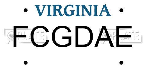 FCGDAE Virginia License Plate