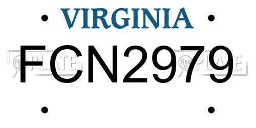 FCN2979 Virginia License Plate