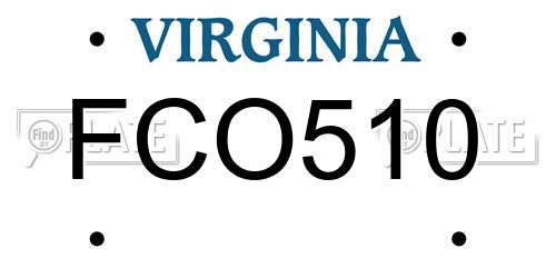 FCO510 Virginia License Plate
