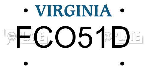 FCO51D Virginia License Plate