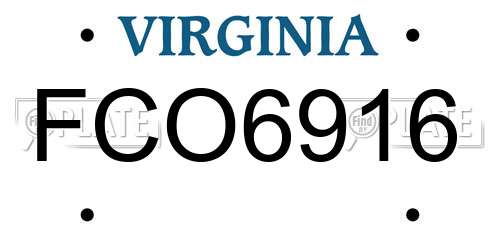 FCO6916 Virginia License Plate