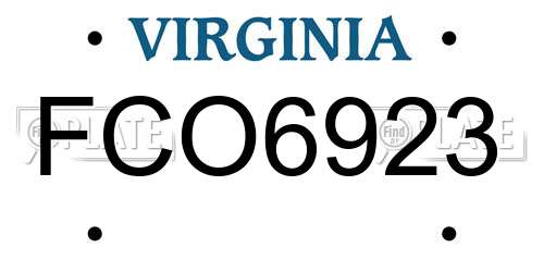 FCO6923 Virginia License Plate