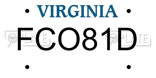 FCO81D Virginia License Plate