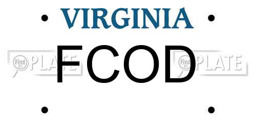 FCOD Virginia License Plate