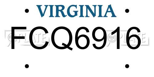 FCQ6916 Virginia License Plate