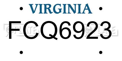 FCQ6923 Virginia License Plate