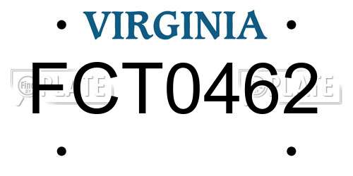 FCT0462 Virginia License Plate