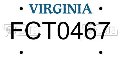 FCT0467 Virginia License Plate