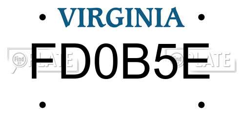 FD0B5E Virginia License Plate