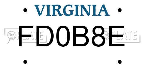 FD0B8E Virginia License Plate