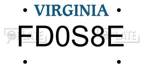 FD0S8E Virginia License Plate