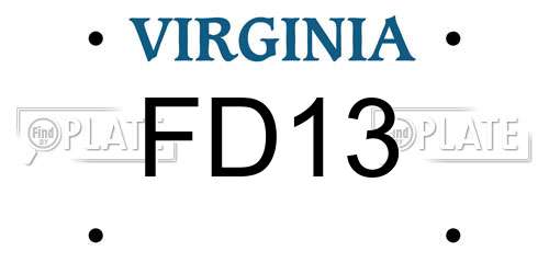 FD13 Virginia License Plate