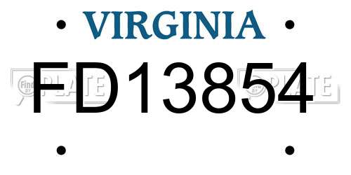 FD13854 Virginia License Plate