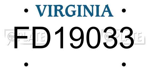FD19033 Virginia License Plate