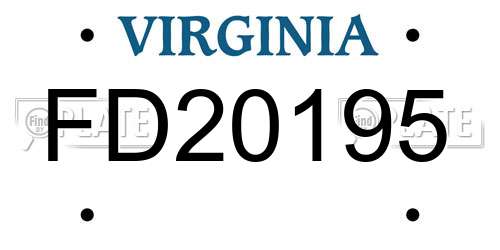 FD20195 Virginia License Plate