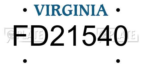FD21540 Virginia License Plate