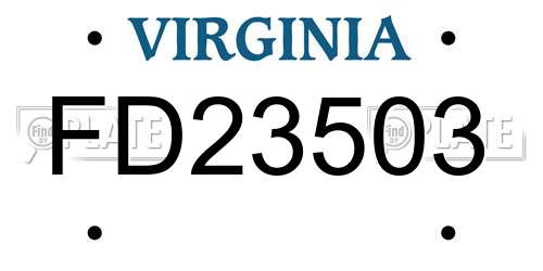 FD23503 Virginia License Plate