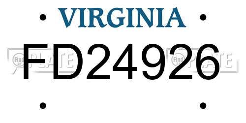 FD24926 Virginia License Plate