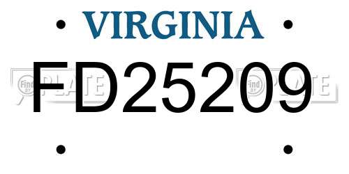FD25209 Virginia License Plate