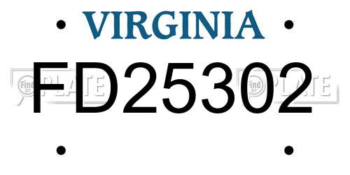 FD25302 Virginia License Plate