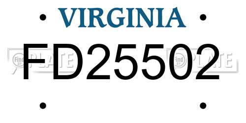 FD25502 Virginia License Plate