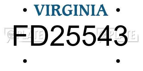 FD25543 Virginia License Plate