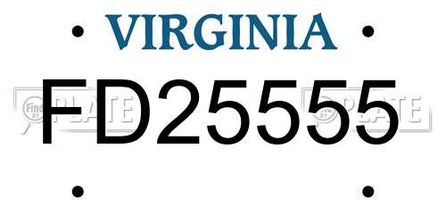 FD25555 Virginia License Plate