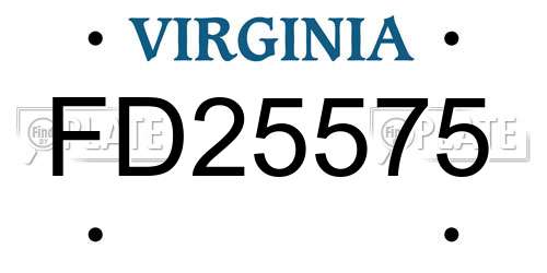 FD25575 Virginia License Plate