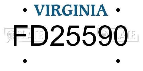 FD25590 Virginia License Plate