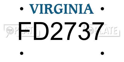 FD2737 Virginia License Plate