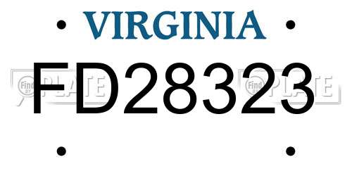 FD28323 Virginia License Plate