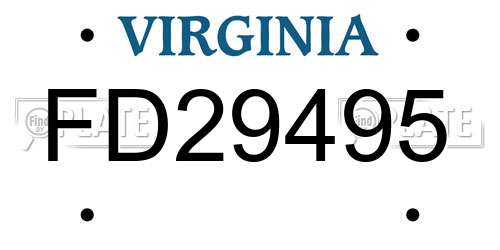 FD29495 Virginia License Plate
