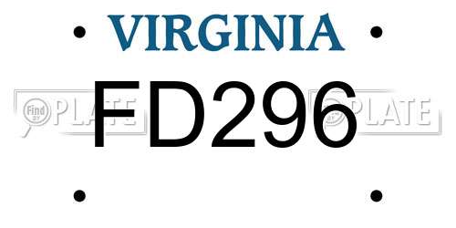 FD296 Virginia License Plate