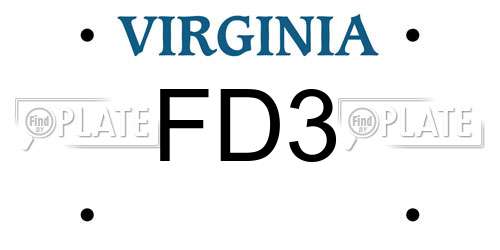 FD3 Virginia License Plate