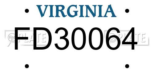 FD30064 Virginia License Plate
