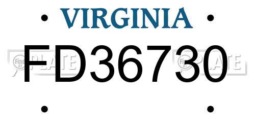 FD36730 Virginia License Plate